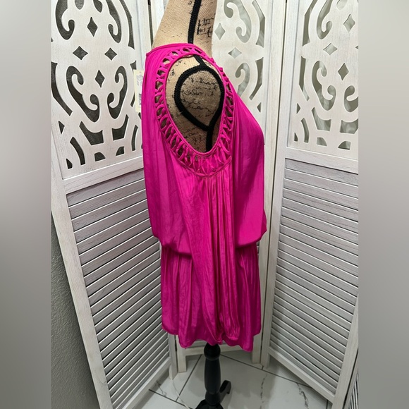 Ramy Brook Shelby Cold Shoulder Dress Hot Pink - Picture 9 of 12
